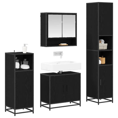 Bathroom Furniture Set 4 pcs Black Oak Engineered Wood
