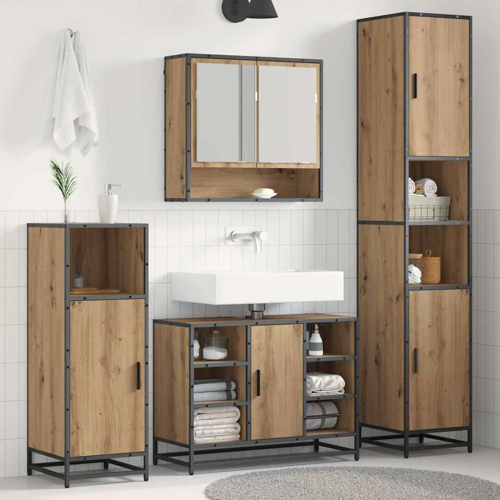 Bathroom Furniture Set 3 pcs Artisan Oak Engineered Wood