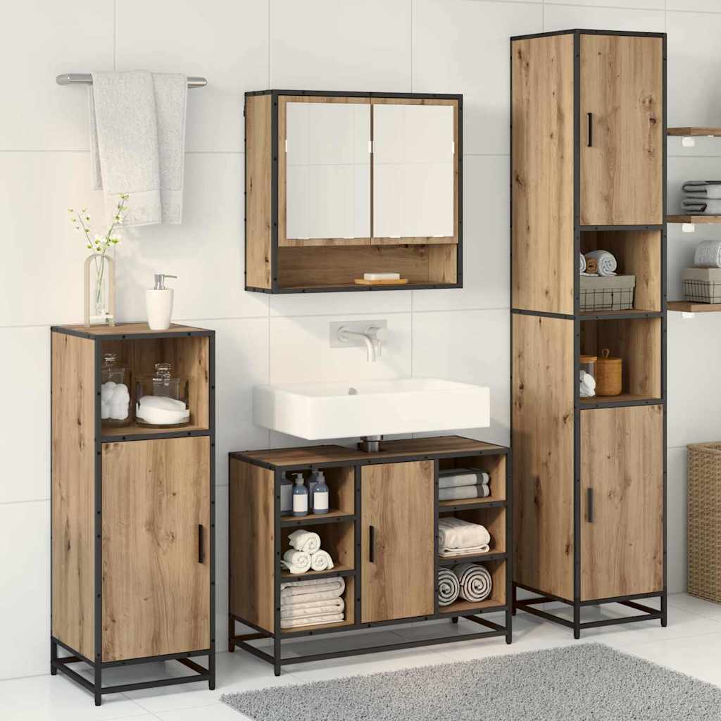 Bathroom Furniture Set 3 pcs Artisan Oak Engineered Wood