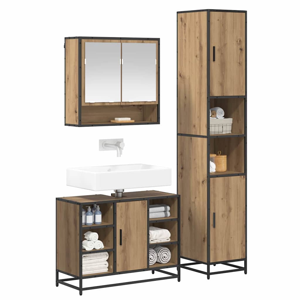 Bathroom Furniture Set 3 pcs Artisan Oak Engineered Wood