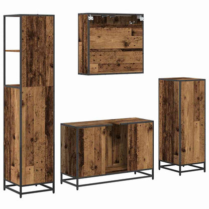 Bathroom Furniture Set with Door 4 pcs Old Wood Engineered Wood