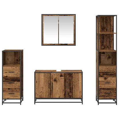 Bathroom Furniture Set with Door 4 pcs Old Wood Engineered Wood