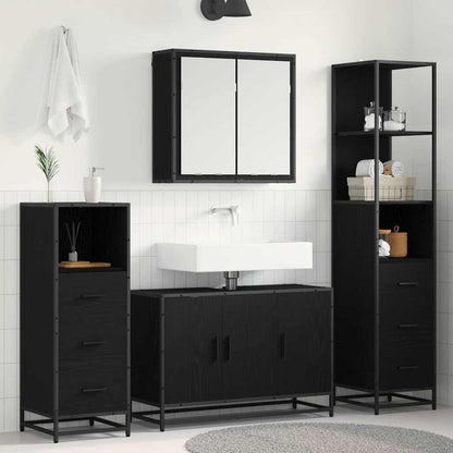 Bathroom Furniture Set 4 pcs Black Oak Engineered Wood