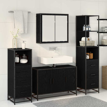 Bathroom Furniture Set 4 pcs Black Oak Engineered Wood