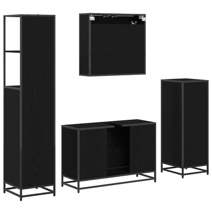 Bathroom Furniture Set 4 pcs Black Oak Engineered Wood