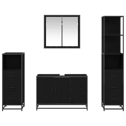 Bathroom Furniture Set 4 pcs Black Oak Engineered Wood
