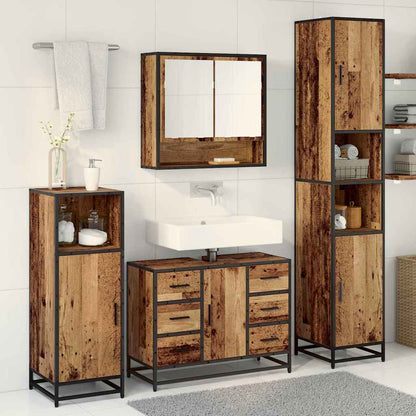 Bathroom Furniture Set with Door 3 pcs Old Wood Engineered Wood