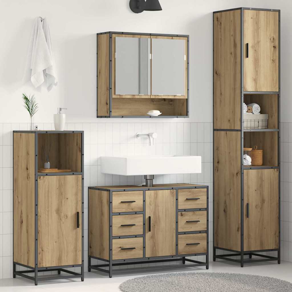 Bathroom Furniture Set 3 pcs Artisan Oak Engineered Wood