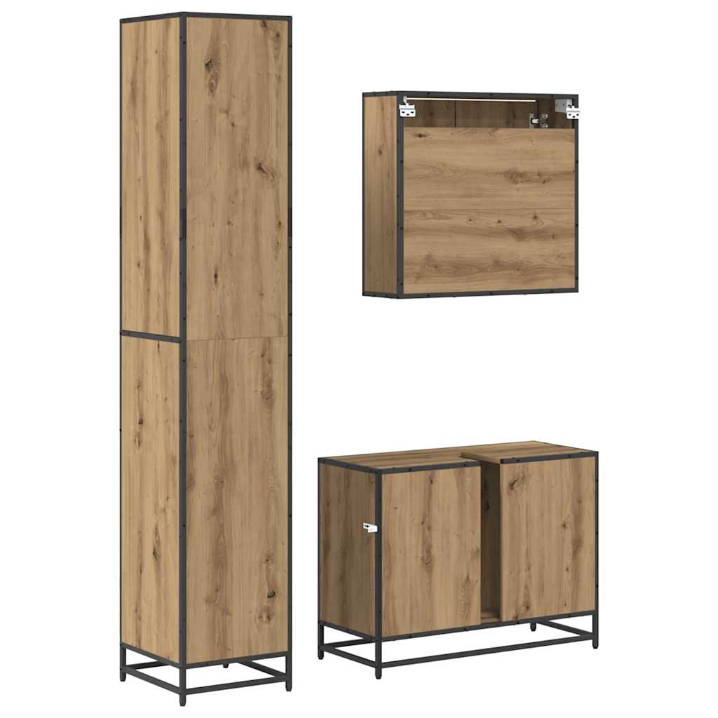Bathroom Furniture Set 3 pcs Artisan Oak Engineered Wood