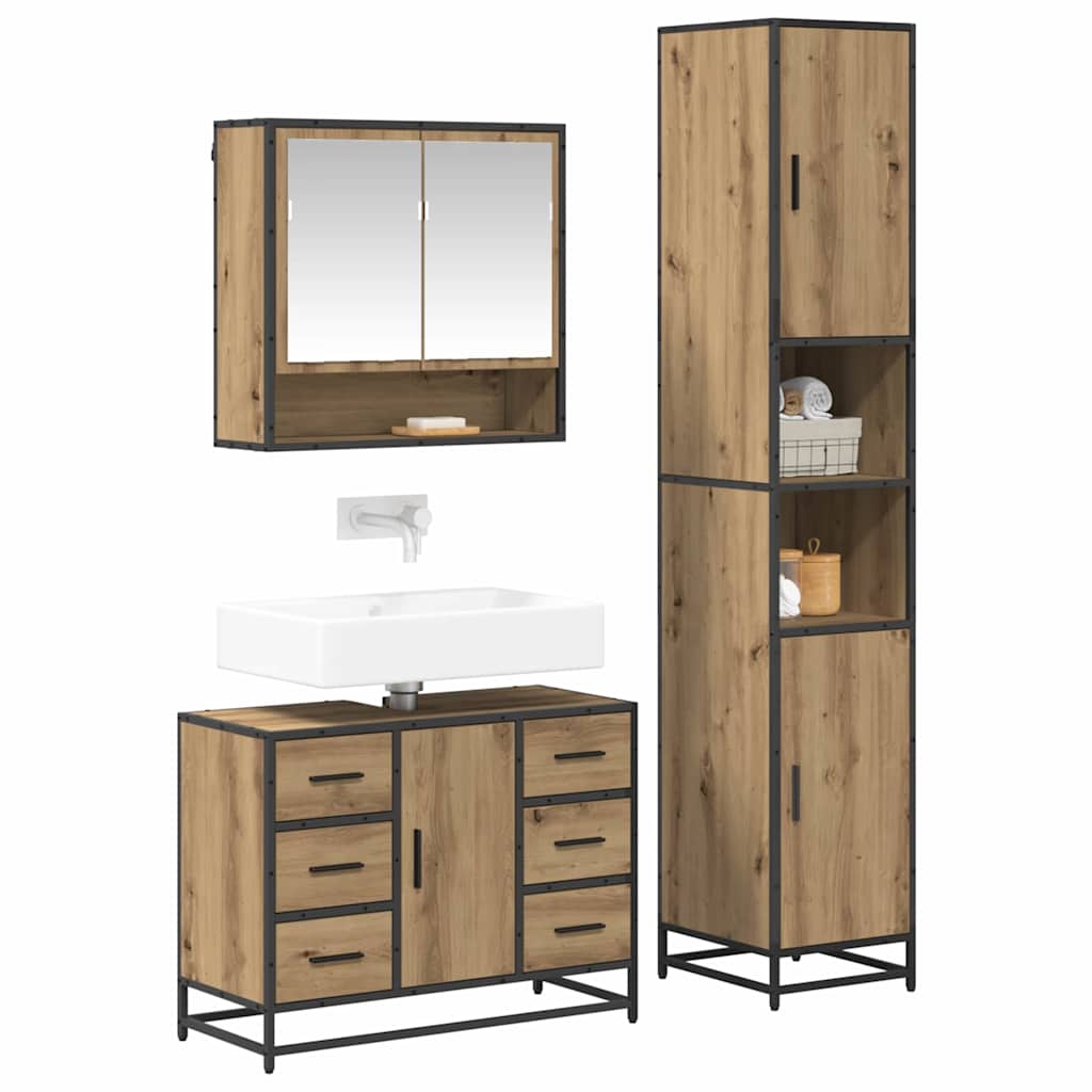 Bathroom Furniture Set 3 pcs Artisan Oak Engineered Wood