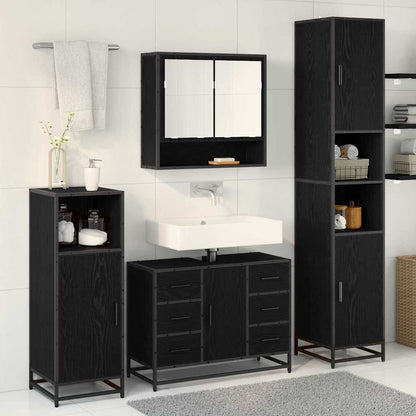 Bathroom Furniture Set 3 pcs Black Oak Engineered Wood