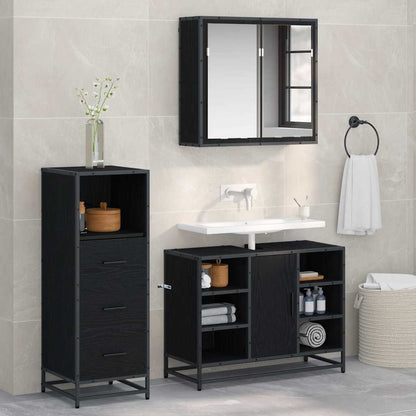 Bathroom Furniture Set with Door 3 pcs Old Wood Engineered Wood