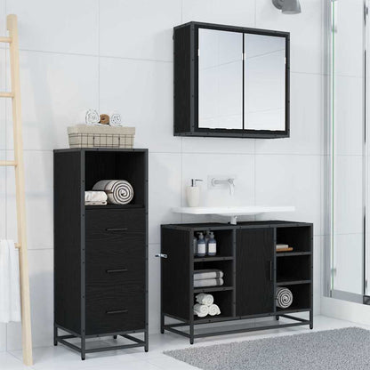 Bathroom Furniture Set with Door 3 pcs Old Wood Engineered Wood