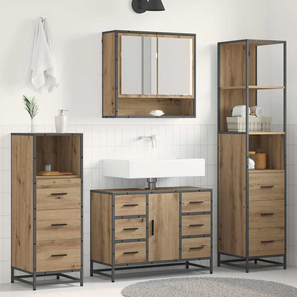 Bathroom Furniture Set 3 pcs Artisan Oak Engineered Wood