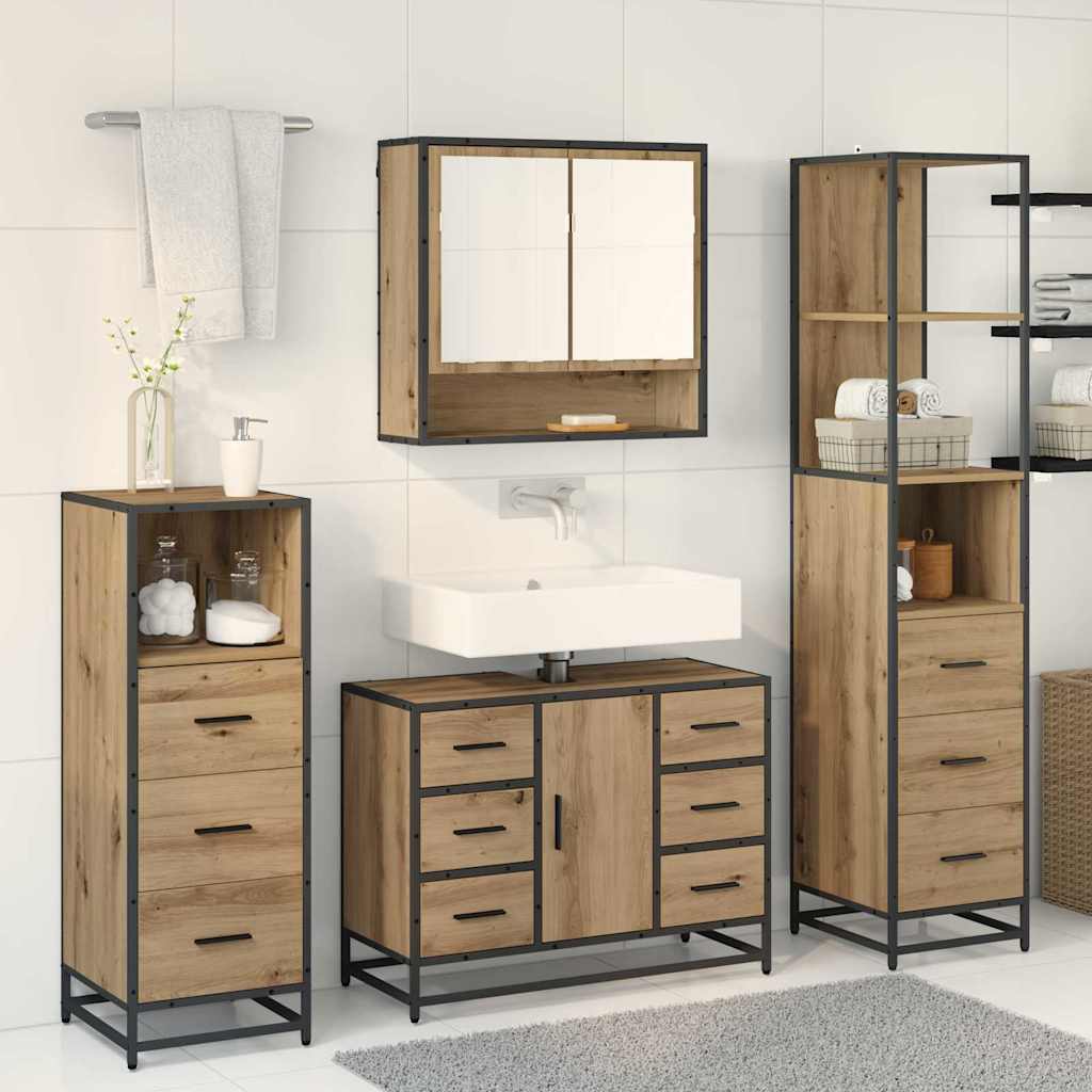 Bathroom Furniture Set 3 pcs Artisan Oak Engineered Wood