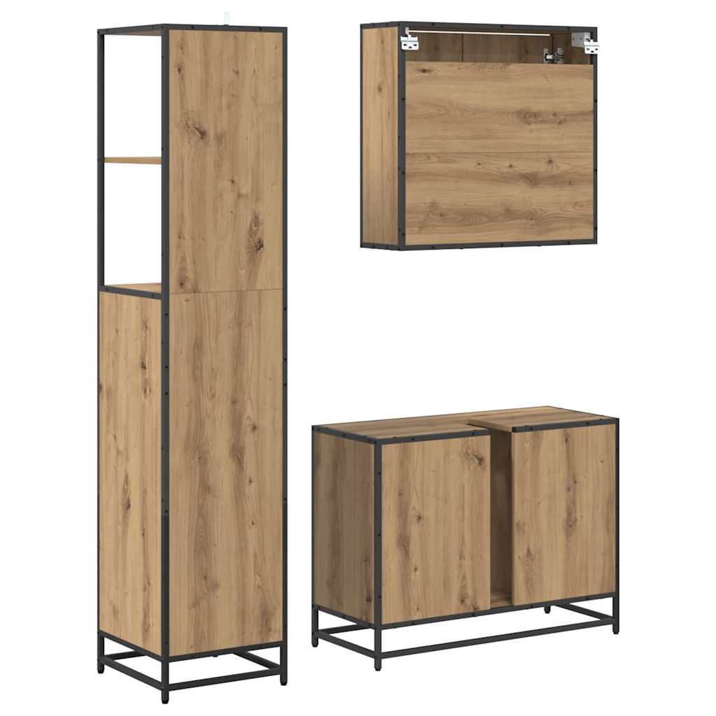 Bathroom Furniture Set 3 pcs Artisan Oak Engineered Wood
