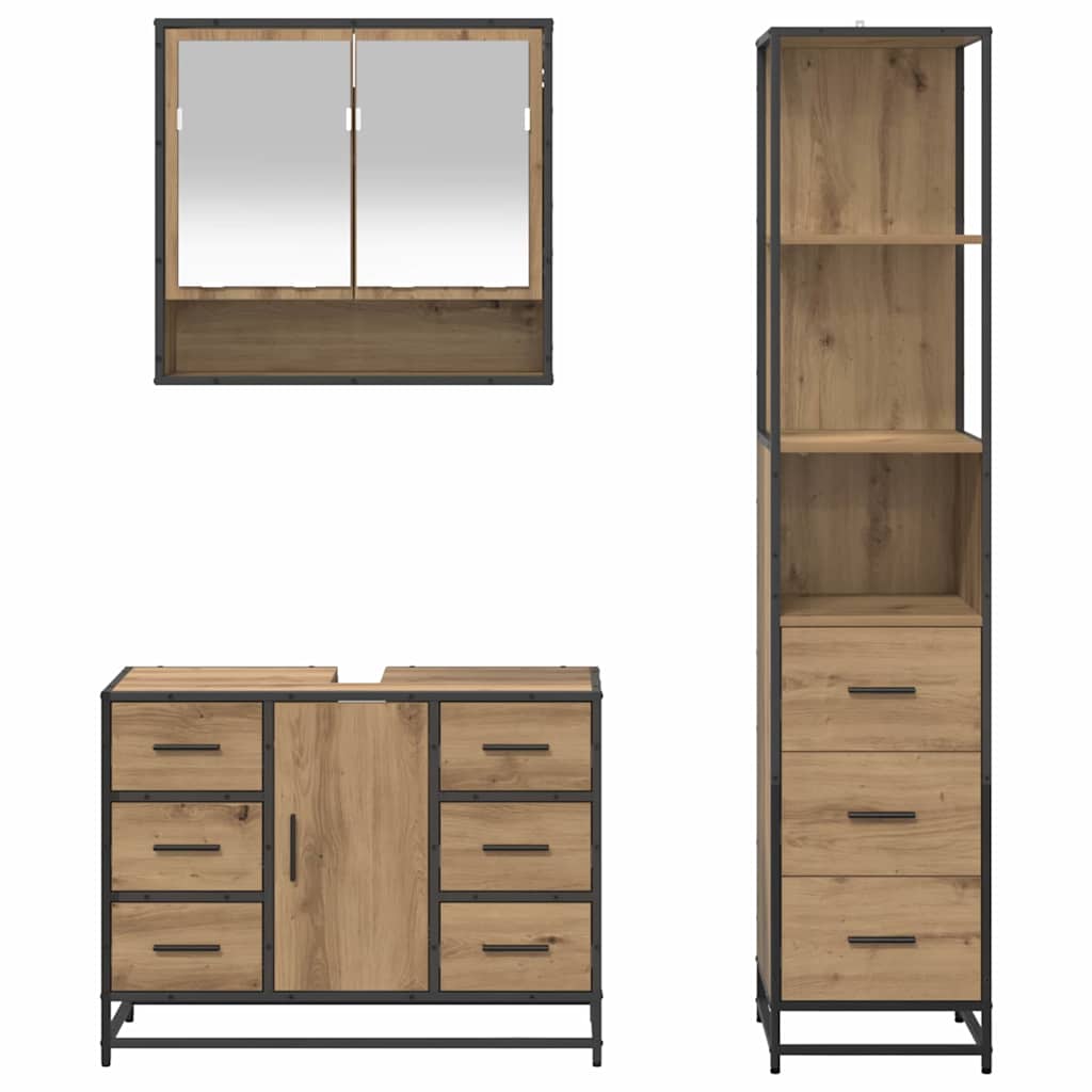 Bathroom Furniture Set 3 pcs Artisan Oak Engineered Wood