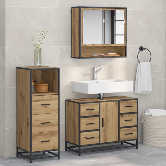 Bathroom Furniture Set 3 pcs Artisan Oak Engineered Wood