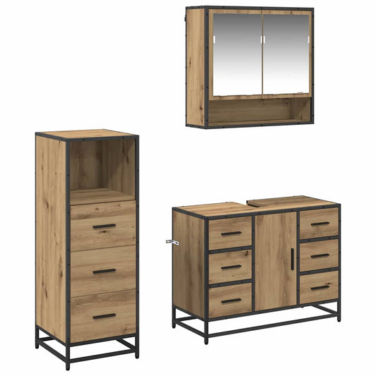 Bathroom Furniture Set 3 pcs Artisan Oak Engineered Wood