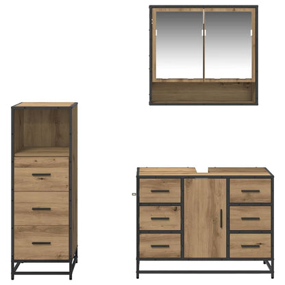 Bathroom Furniture Set 3 pcs Artisan Oak Engineered Wood