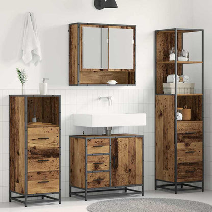 Bathroom Furniture Set with Door 4 pcs Old Wood Engineered Wood