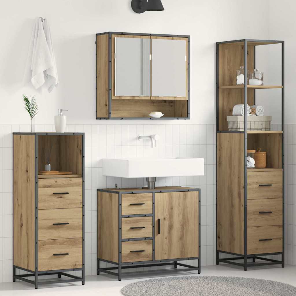 Bathroom Furniture Set 4 pcs Artisan Oak Engineered Wood