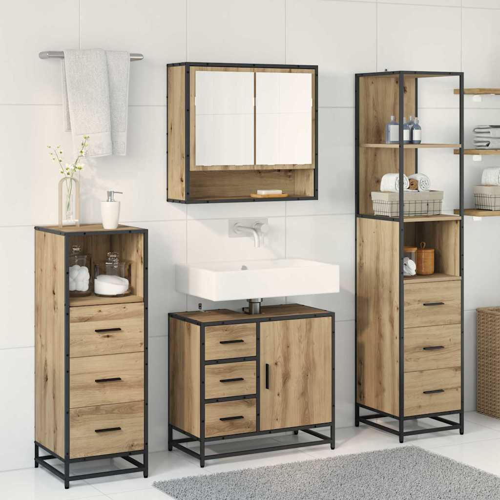 Bathroom Furniture Set 4 pcs Artisan Oak Engineered Wood