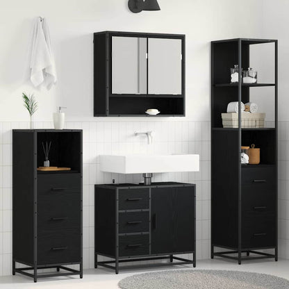 Bathroom Furniture Set 4 pcs Black Oak Engineered Wood
