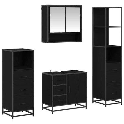 Bathroom Furniture Set 4 pcs Black Oak Engineered Wood