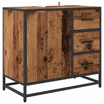 Bathroom Furniture Set with Door 2 pcs Old Wood Engineered Wood