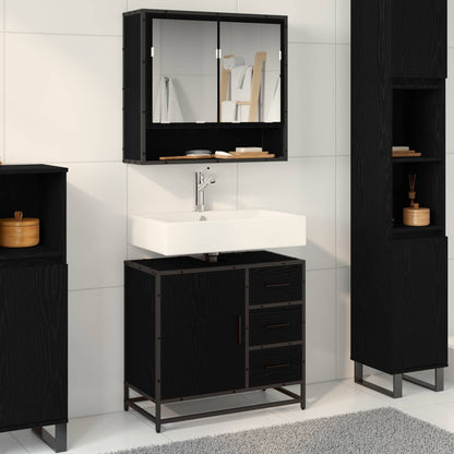 Bathroom Furniture Set 2 pcs Black Oak Engineered Wood