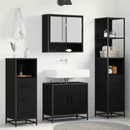 Bathroom Furniture Set 4 pcs Black Oak Engineered Wood