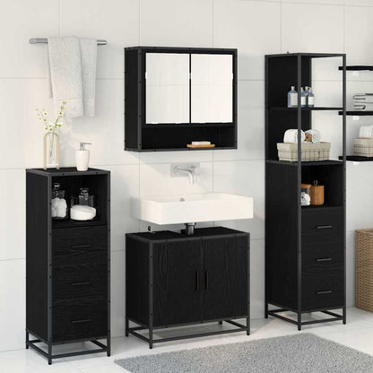 Bathroom Furniture Set 4 pcs Black Oak Engineered Wood