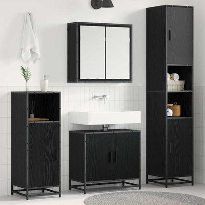 Bathroom Furniture Set 4 pcs Black Oak Engineered Wood