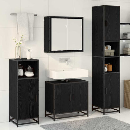 Bathroom Furniture Set 4 pcs Black Oak Engineered Wood