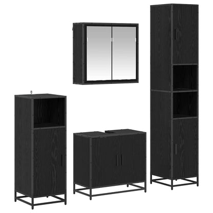 Bathroom Furniture Set 4 pcs Black Oak Engineered Wood
