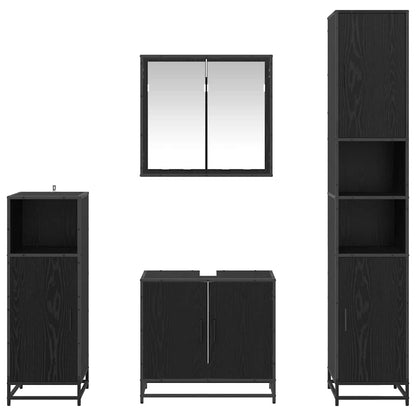 Bathroom Furniture Set 4 pcs Black Oak Engineered Wood