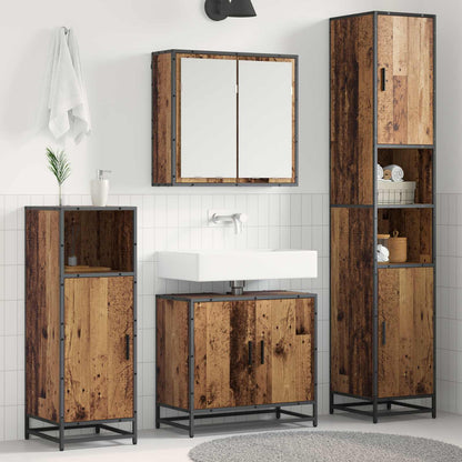 Bathroom Furniture Set with Door 3 pcs Old Wood Engineered Wood