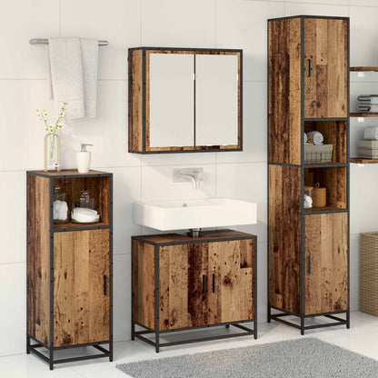 Bathroom Furniture Set with Door 3 pcs Old Wood Engineered Wood