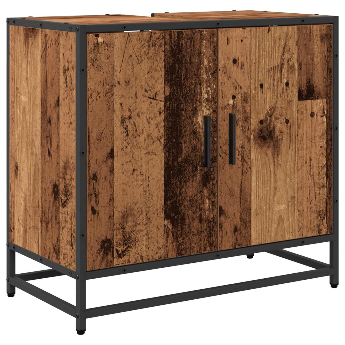 Bathroom Furniture Set with Door 3 pcs Old Wood Engineered Wood