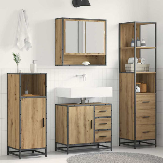 Bathroom Furniture Set 3 pcs Artisan Oak Engineered Wood