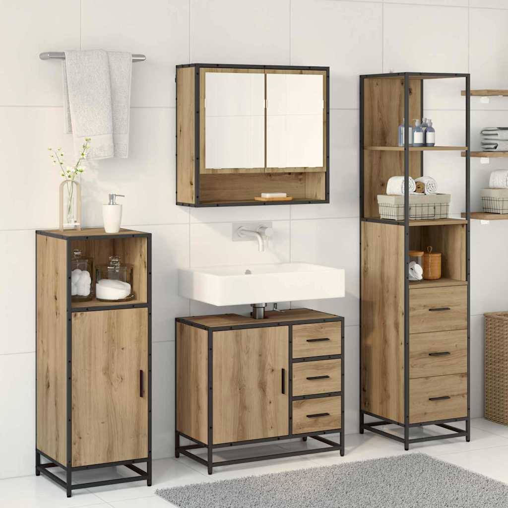 Bathroom Furniture Set 3 pcs Artisan Oak Engineered Wood