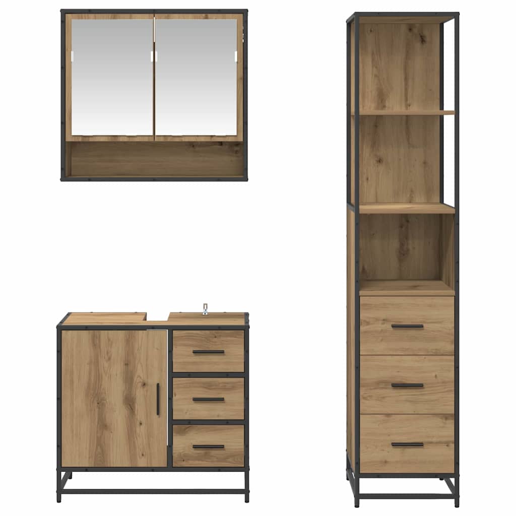 Bathroom Furniture Set 3 pcs Artisan Oak Engineered Wood
