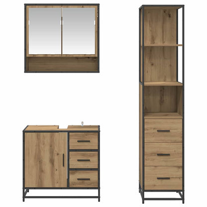 Bathroom Furniture Set 3 pcs Artisan Oak Engineered Wood