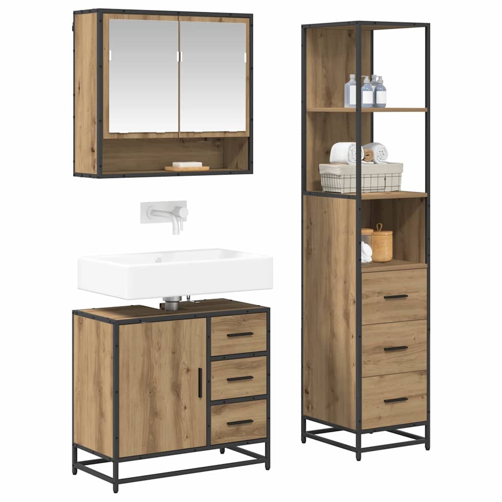 Bathroom Furniture Set 3 pcs Artisan Oak Engineered Wood