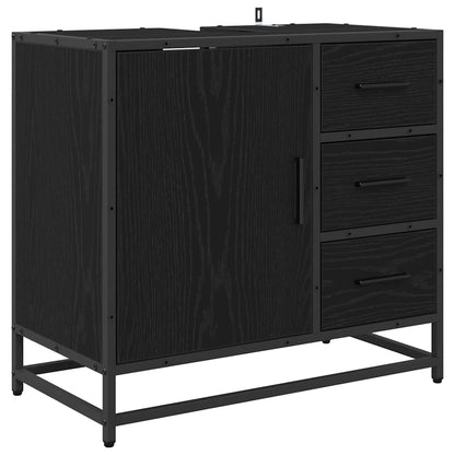 Bathroom Furniture Set 3 pcs Black Oak Engineered Wood