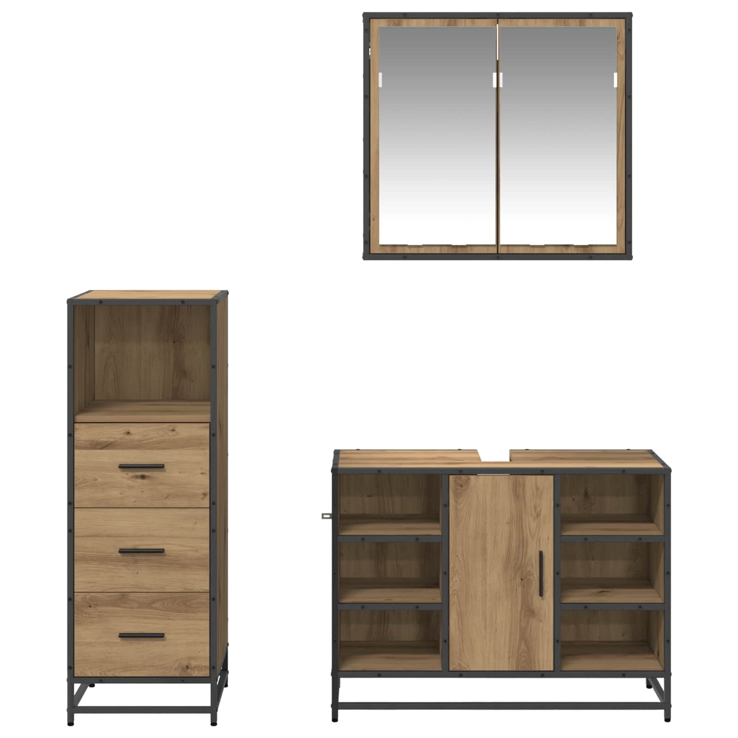 Bathroom Furniture Set 3 pcs Artisan Oak Engineered Wood
