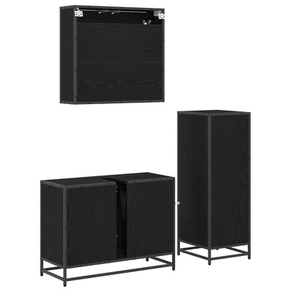 Bathroom Furniture Set 3 pcs Black Oak Engineered Wood