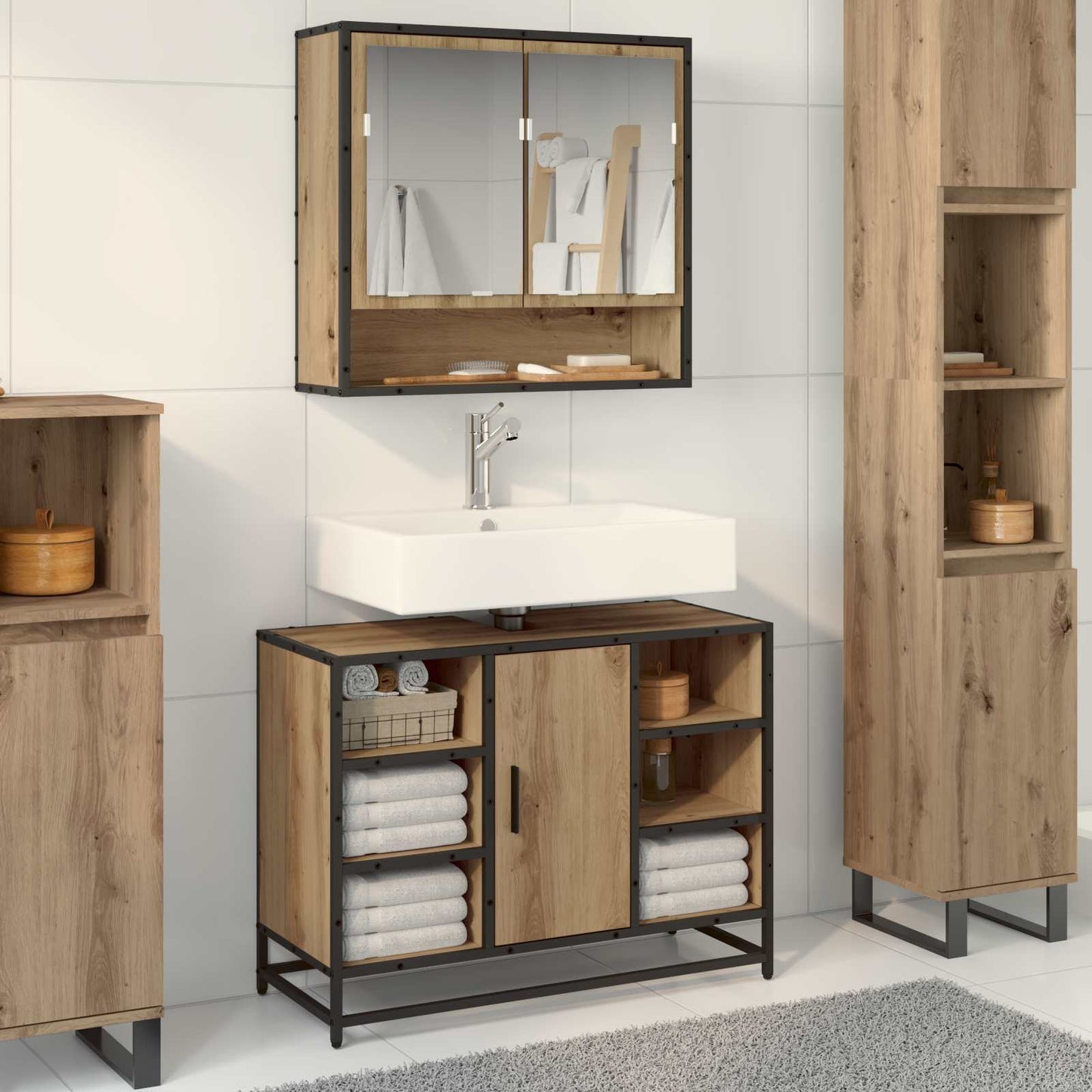 Bathroom Furniture Set 2 pcs Artisan Oak Engineered Wood