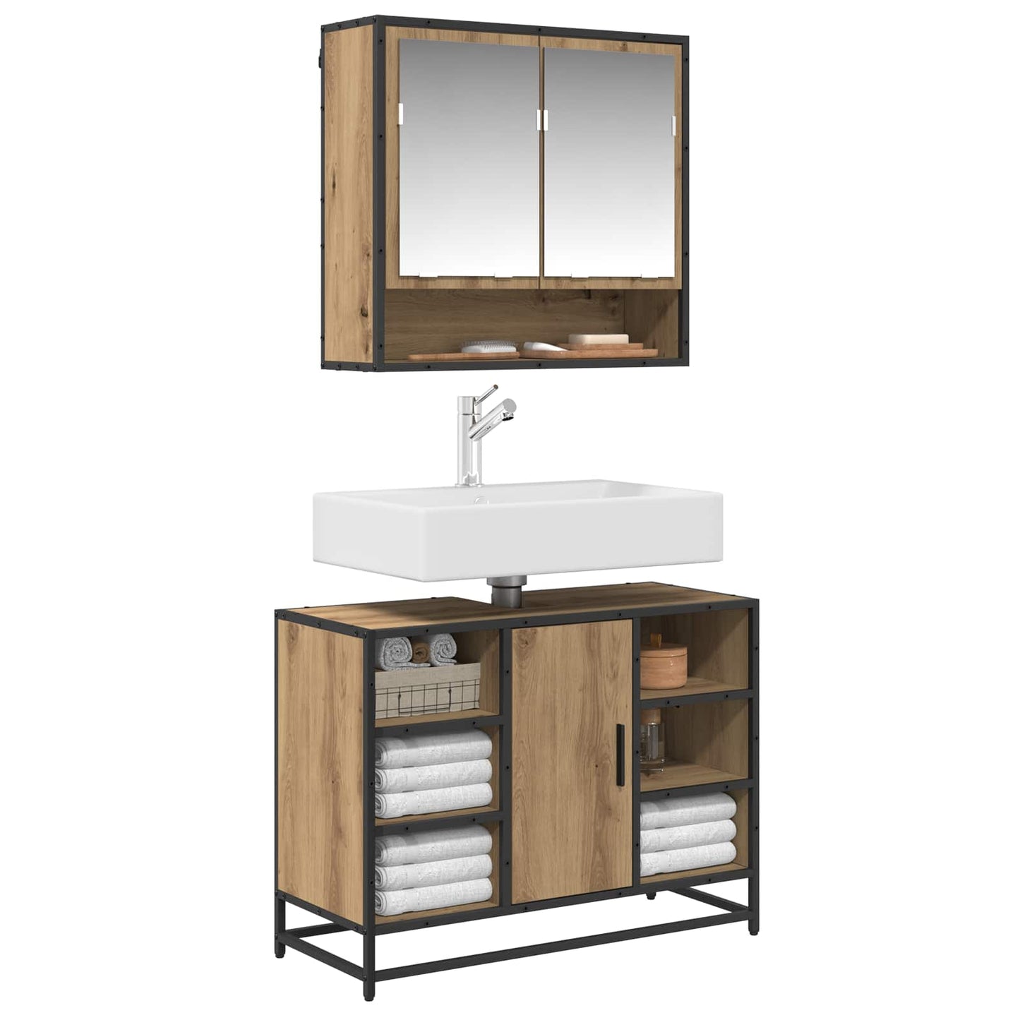 Bathroom Furniture Set 2 pcs Artisan Oak Engineered Wood